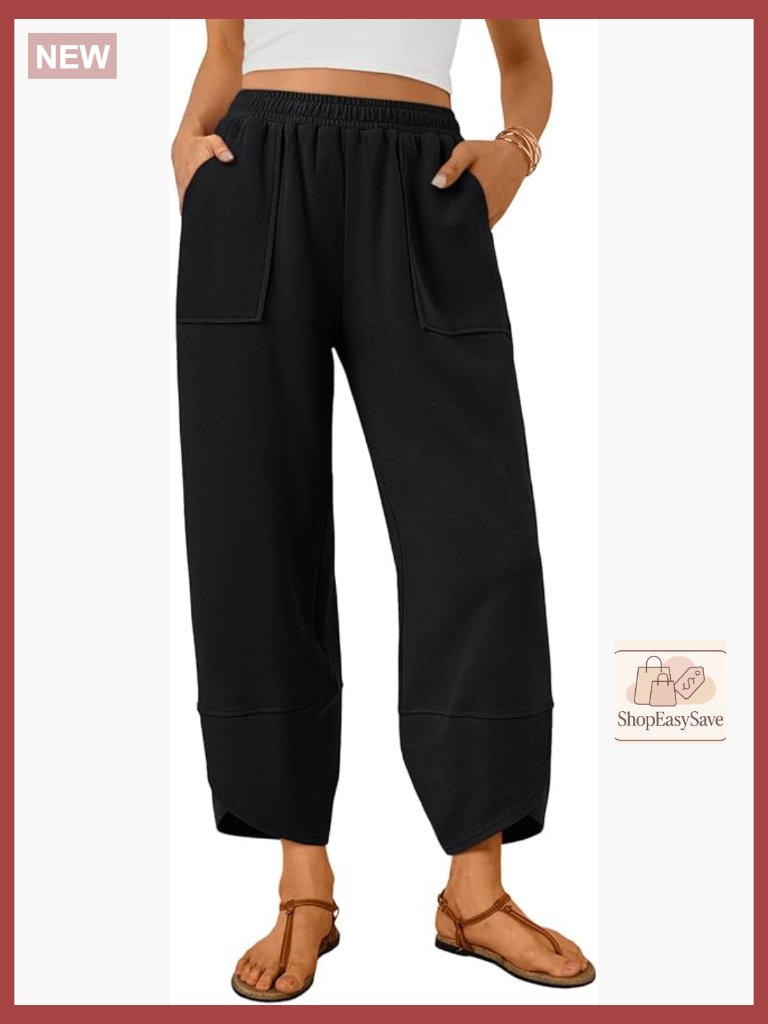 Wide Leg Pants Soft Cotton Blend With Pockets Casual Summer Sweatpants
